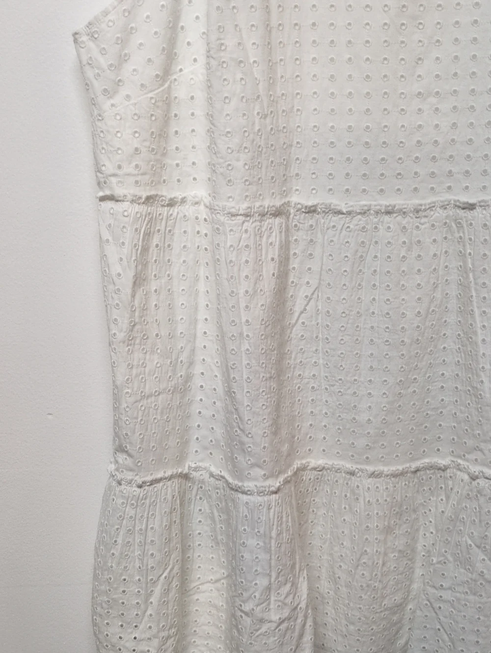 LANDS END White Eyelet Cotton Tiered Tank Dress Size 1X - Picture 5 of 8